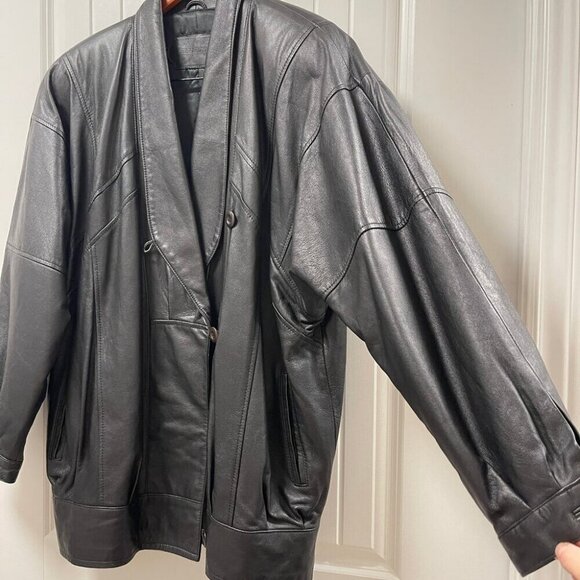 Vintage Rue Royale 1980s Oversized Leather Jacket - Picture 3 of 12